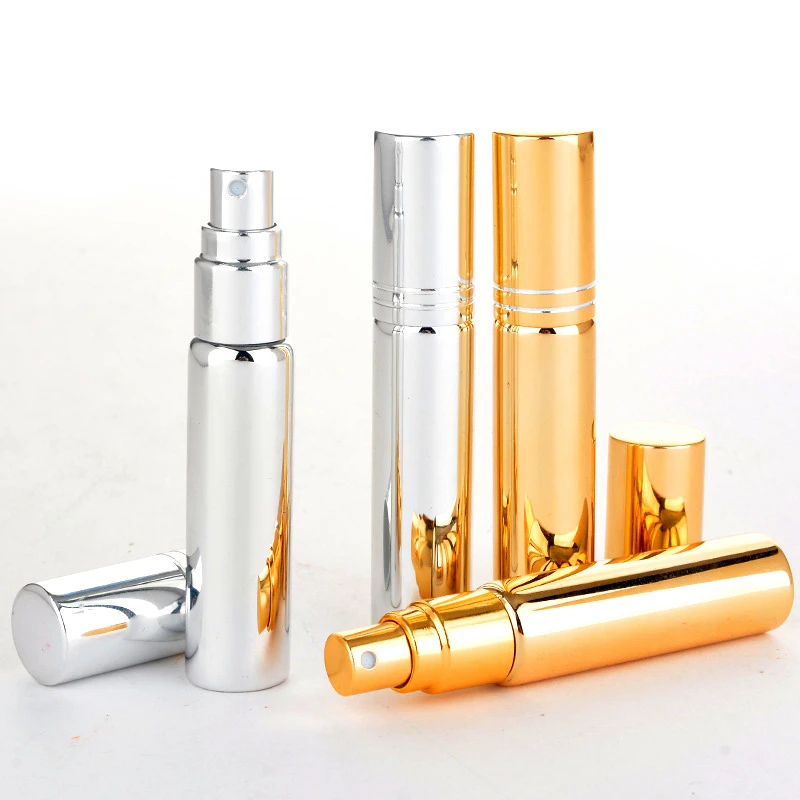  Portable Spray Bottle with Atomizer Traveling Perfume Container Refillable Bottle Gold Silver Cosme