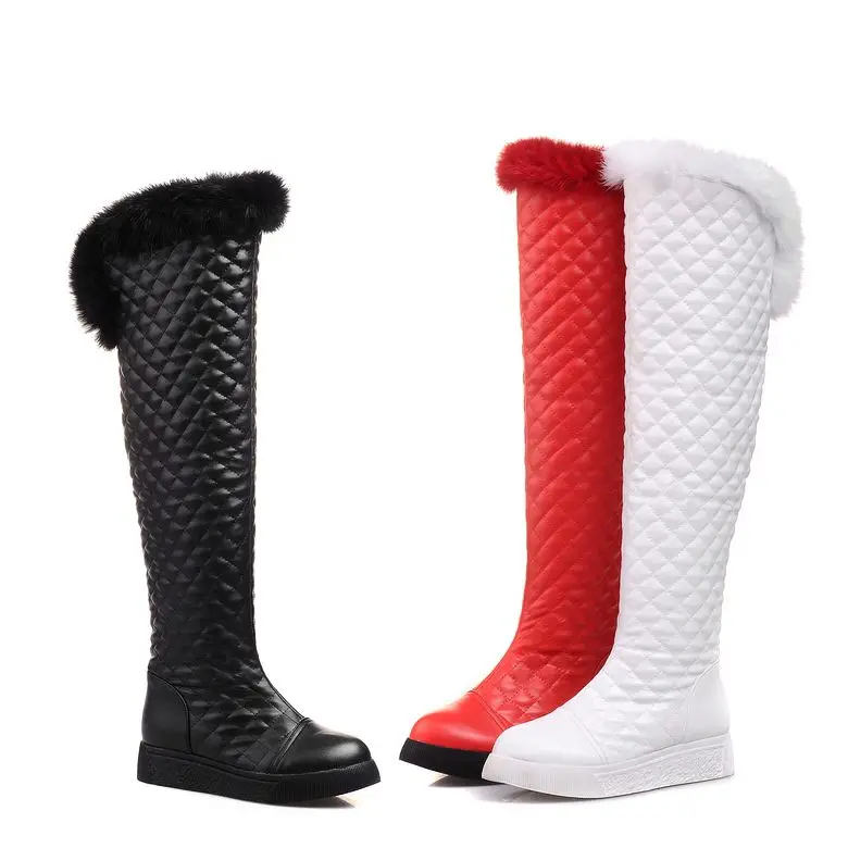ORCHA LISA/теплые зимние сапоги до колена на меху; Zapatos; женская обувь; модная пикантная черная обувь в клетку в стиле пэчворк; Прямая ; QH3423