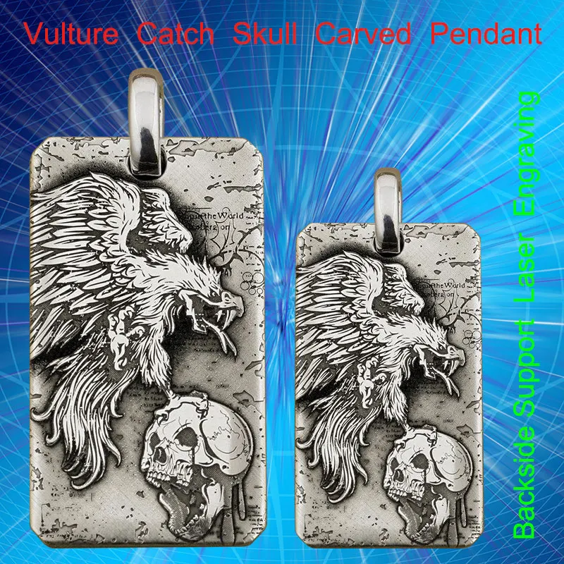 Подвеска в стиле ретро с этикетками животных из серебра 999 пробы|carved pendant|f pendantbiker