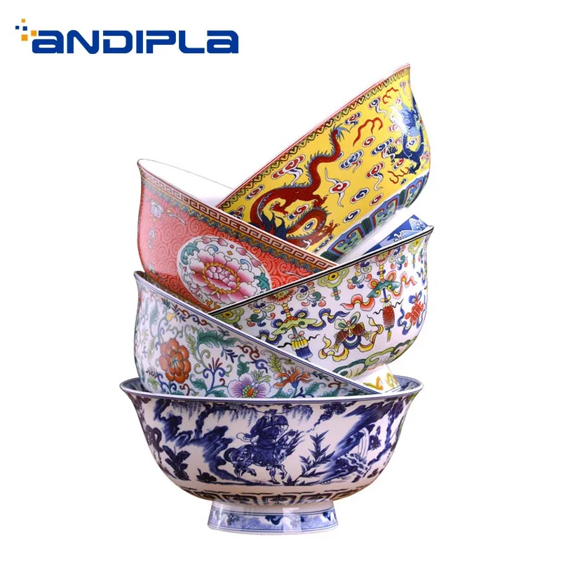 7 дюймов Цзиндэчжэнь Ramen чаша керамическая костяного фарфора винтажные рисовые чаши домашняя кухонная посуда Аксессуары для посуды контейнер ремесло