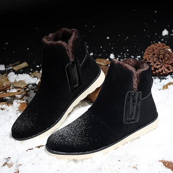 

Vogue Winter High Top Snow Boots Men Fashion Warm Fur Zipper Men Ankle Boots Safety Shoes Outdoor Flock Male Snow Boots
