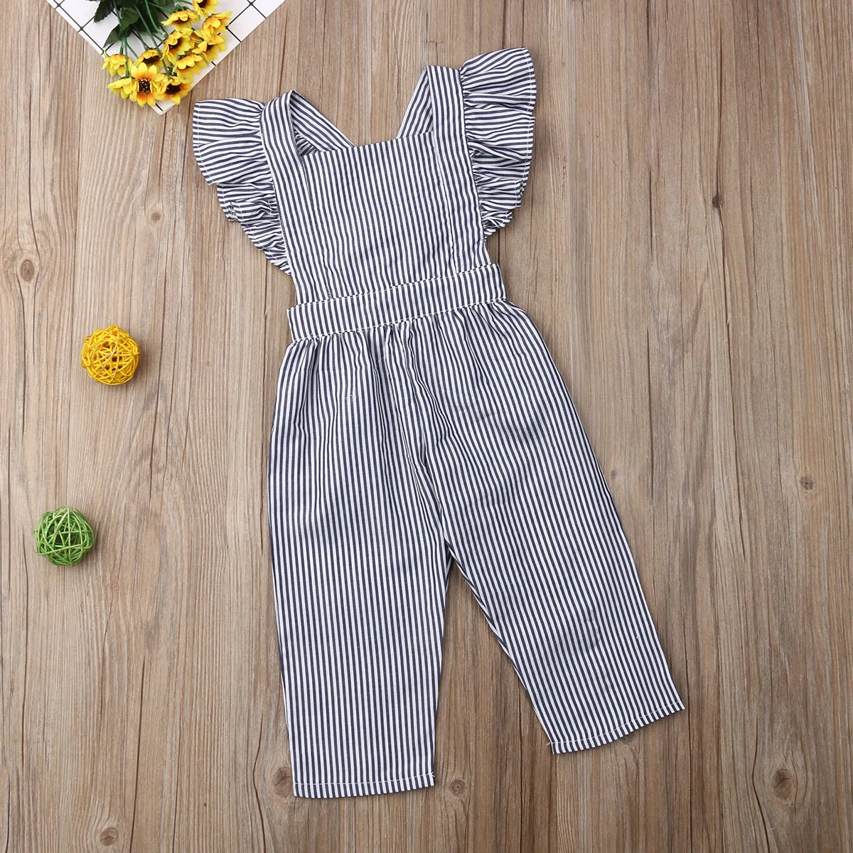 Pudcoco/Летняя одежда для маленьких девочек; комбинезон в полоску без рукавов с оборками; цельнокроеный костюм; пляжный костюм