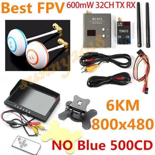 Fast Ship Long Range FPV Combo System 5.8Ghz 600mw Transmitter Receiver No Blue 800x480 Monitor DJI Phantom QAV250