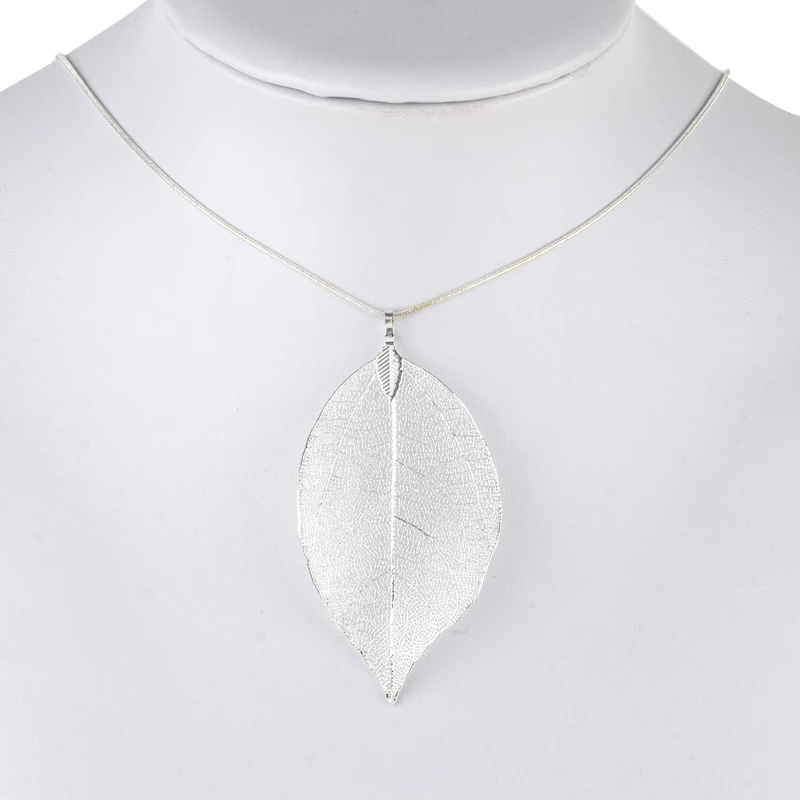 Vintage Leaves Earrings Necklaces Shellhard Long Natural Real Dipped Leaf Leaves Dangle Earring Ethic Women Jewelry 4Colors