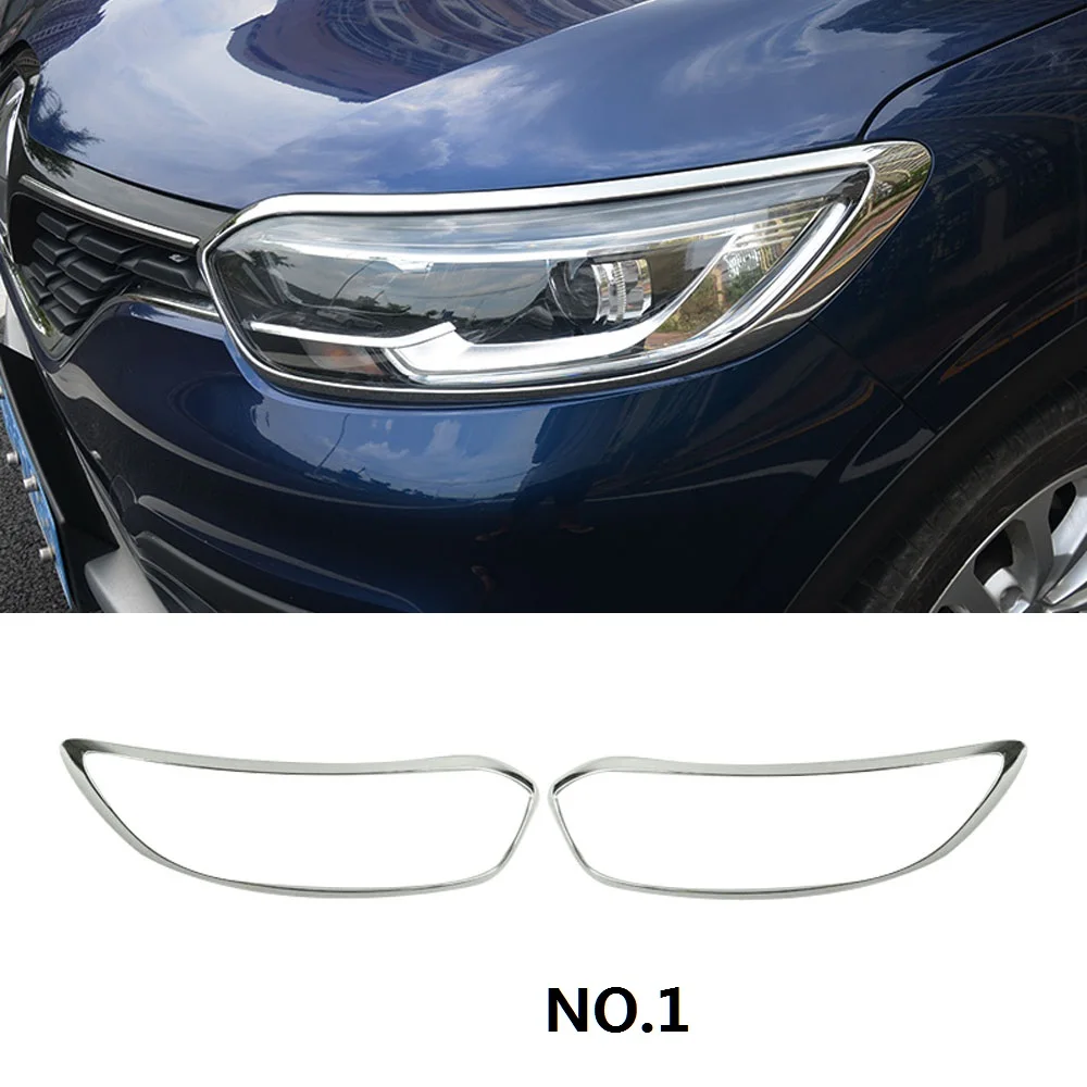 

CAPQX For Renault Kadjar 15-18 ABS Chrome Car Rear Lights Cover Taillight Trim Sticker Front headlight headlamp trims sticker