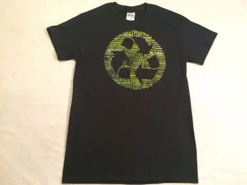 

Recycle T Shirt Mens Small Black Green Recycling Renewable Reuse Clean Energy