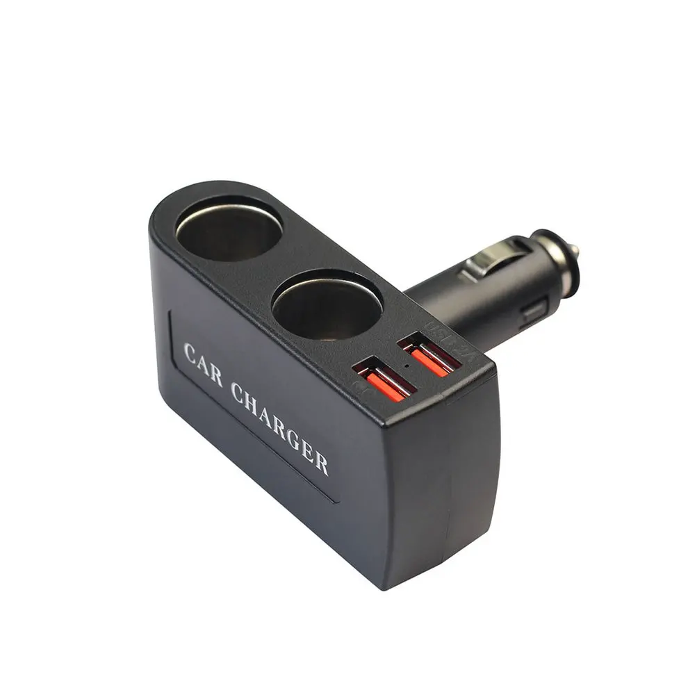 

P-888 Multi-Port 12V-24V ABS Car and Motorcycle Charger 2 Cigarette Lighter Sockets 2 Usb Ports Fast Car Charger