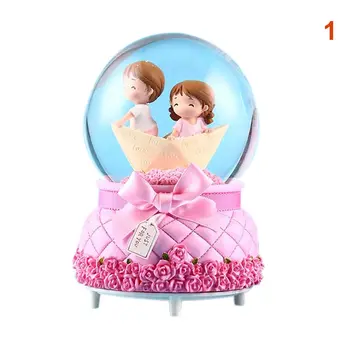 

Couple Crystal Ball Snowflake Music Light Resin Glass Ball for Valentine's Day Gifts H99F