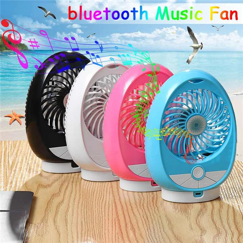 

3W Mini Music Fan 5V bluetooth Music Fan Third Gear Stereo Sound Box Lovely Fan Speaker Portable Wireless Universal