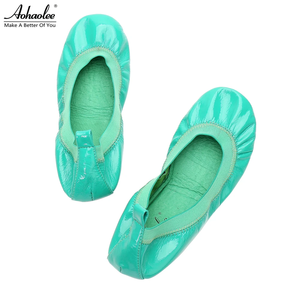 foldable leather ballet flats