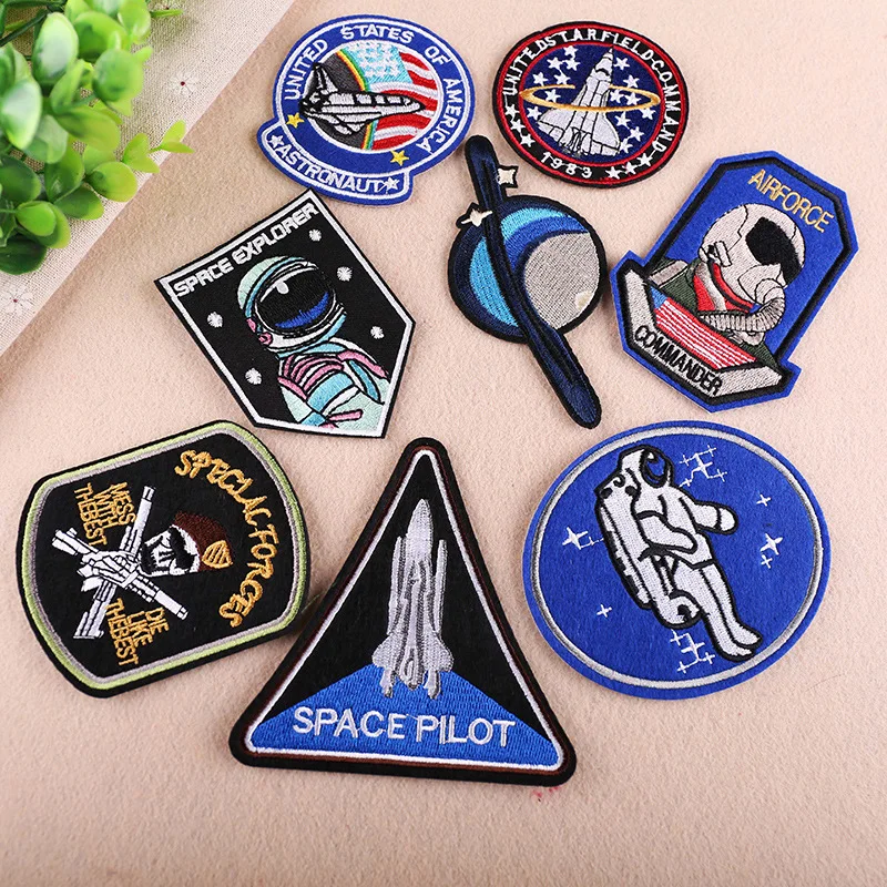 

Astronaut Embroidery Iron on Patches for Clothing DIY Applique Badge Embroidered Patches For Flying jacket Decorative Sticker