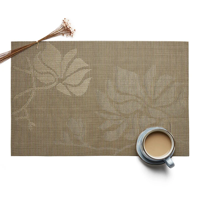 

5Pcs PVC Placemat Non-Slip Plastic Table Mat Leaf pattern Water-proof Dining Place Mats Plate Dish Pads Kitchen Accessories