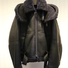 Мужская модная повседневная дизайнерская зимняя байкерская куртка из овечьей кожи с подкладкой из овечьей шерсти