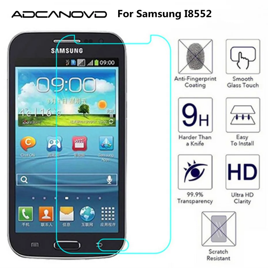 

Adcanovd For Samsung Galaxy Win duos i8552 Gt-i8552 i869 Screen Protector pelicula de vidro 9H Front LCD Tempered Glass Film