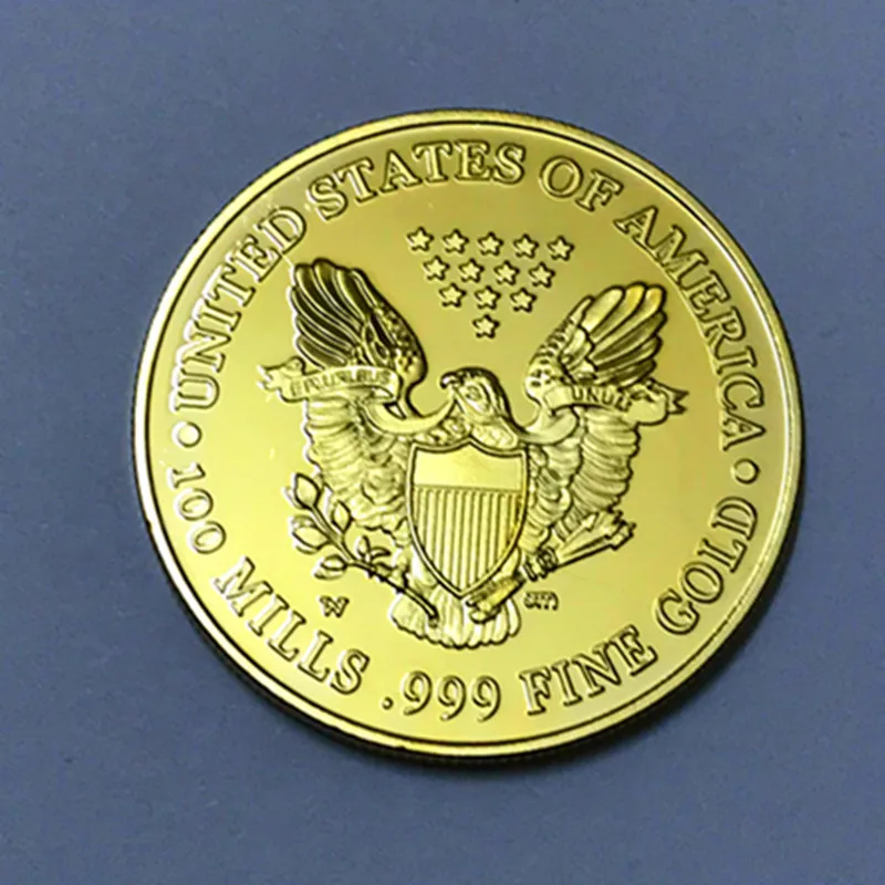 10 шт. The Freedom 2000 coin 1 OZ 24K настоящий позолоченный Значок США Орел 40 мм сувенирная монета