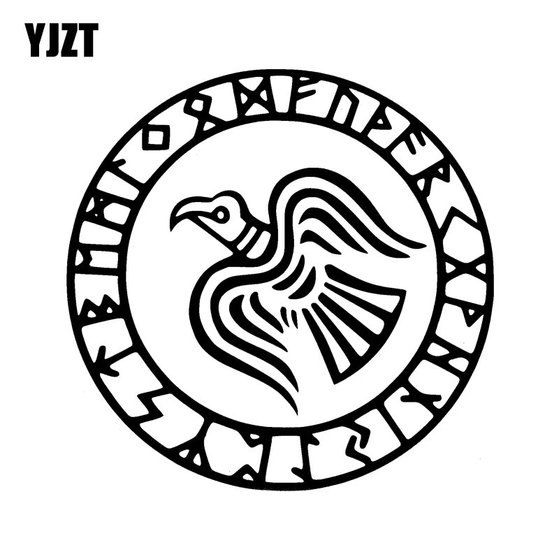 

YJZT 15.5CM*15.5CM Funny Raven Rune Circle Vinyl Car-styling Decal Car Sticker Black/Silver C11-1144