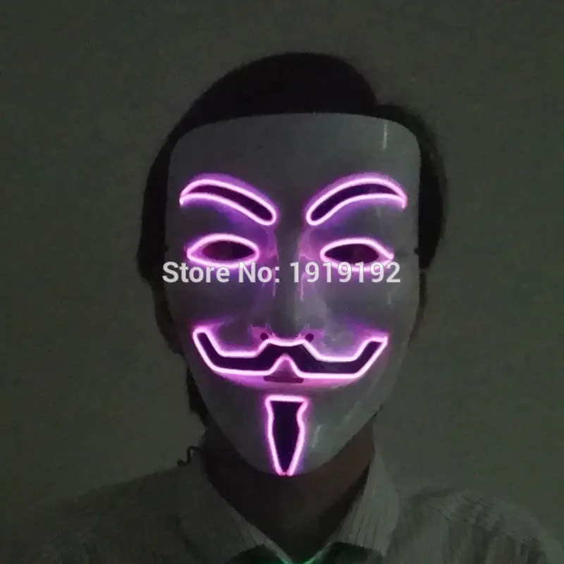 Фильм Вендетта el wire Masks костюм с маской анонимированная маска для светящиеся вечерние карнавальные маски для танцев от DC-3V водителя - Цвет: Pink