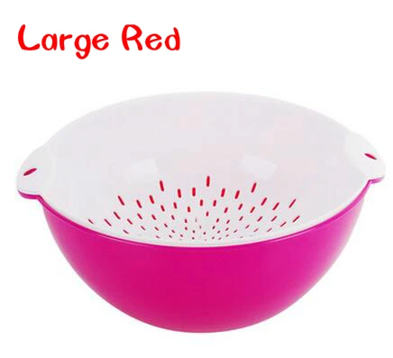 Двухслойный пластик кухонная корзина многоцелевой Drainer корзина для хранения фруктов - Цвет: Красный