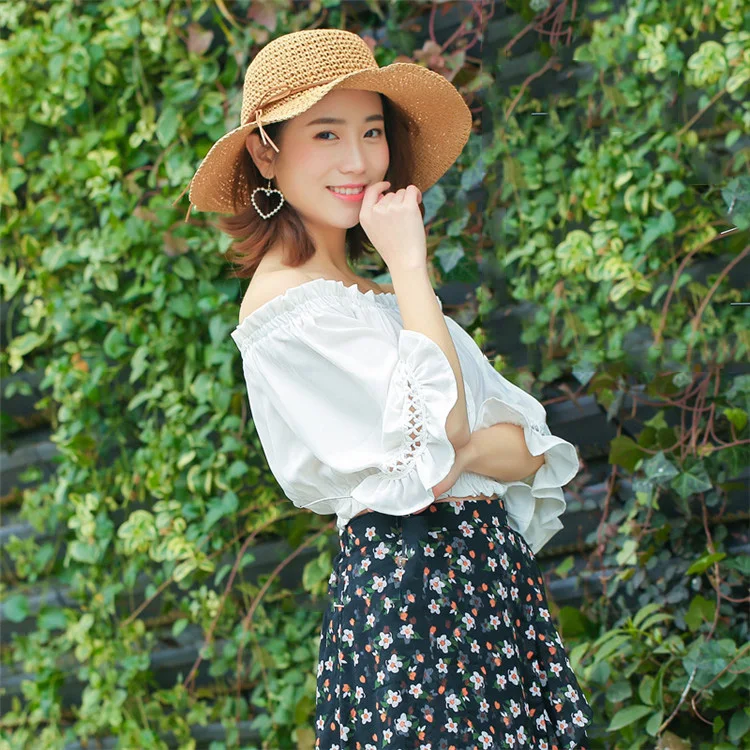 2018 South Korea Summer Fashion Lady Sun Hat New Straw Bow Straw Hat Outdoor Sunshade Beach Hat ACA36 (1)