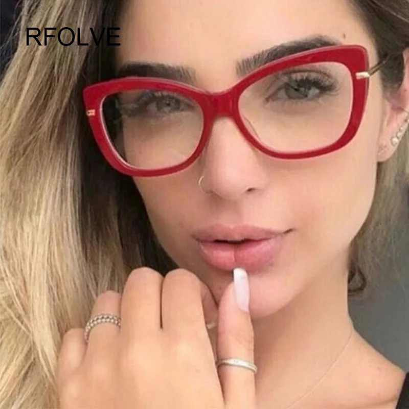 Женские квадратные очки RFOLVE ультралегкие с прозрачными линзами черные красные