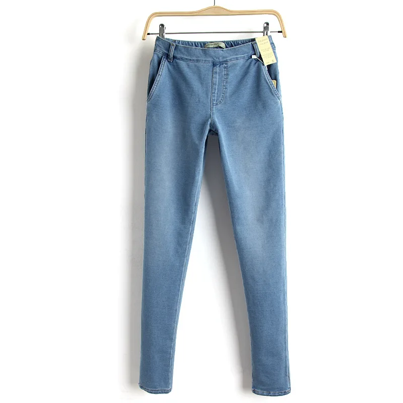 

2017 New Autumn High Waist Jeans High Elastic Women Jeans Woman Femme washed Casual Skinny Slim Pencil Denim Pant C477