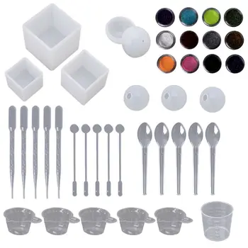 

1 Set Silicone Mold Jewelry Epoxy Mould Tool Set For DIY Crafts Measuring Cup Glitter Decoration Handmade Making Accessories