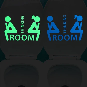 

Funny Thinking Room Luminous Toilet Sticker Cartoon Glow in the Dark Bathroom Sticker Washroom WC Wall Decoration Sticker Decal