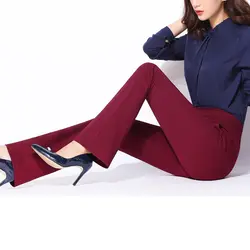 2018 зимние вельветовые Thicking Для женщин брюки высокая эластичность женские расклешенные брюки теплая Работа WearTrousers
