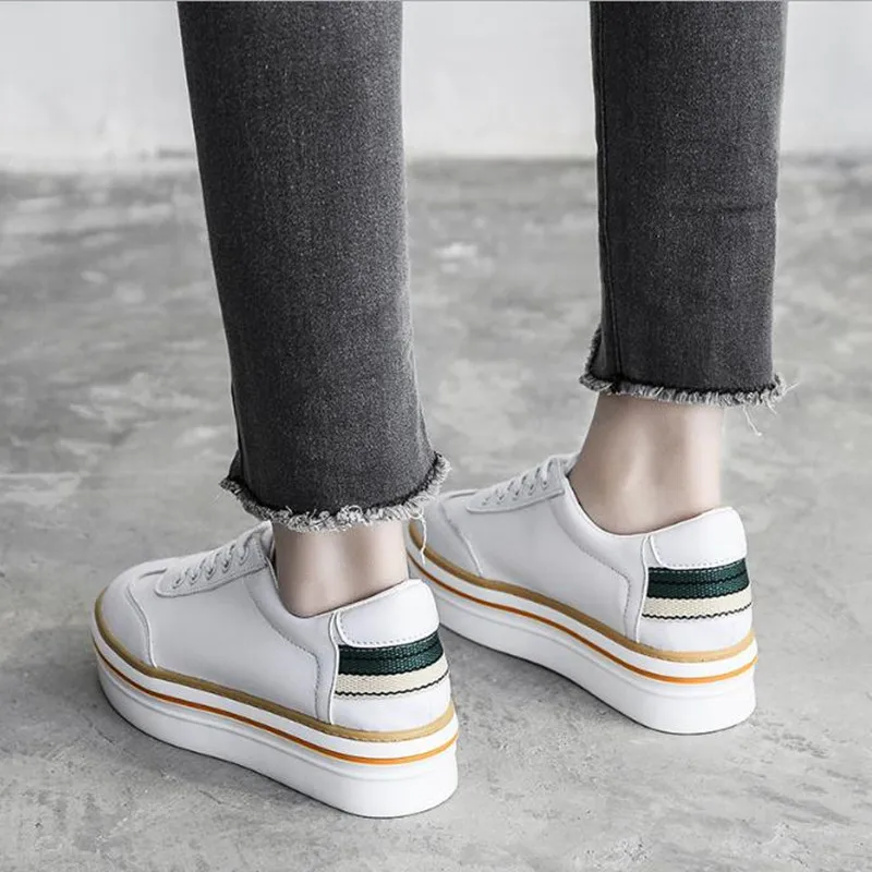 

Spring and autumn new style big Size flat casual shoes thick bottom lace-up women's shoes White platform shoes Loafers obuv