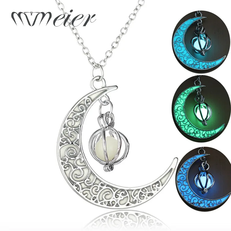MMEIER Hollow Luminous Moon Pendant Necklace Little pumpkin Halloween Glow In the Dark for Women Jewelry Gift 2019 new | Украшения и