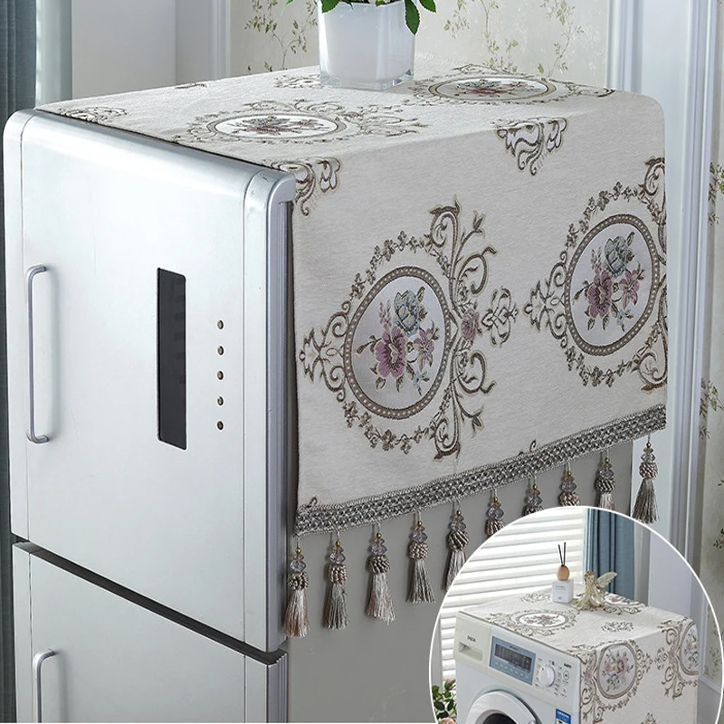 Европейский жаккардовый чехол для холодильника 57x142/68x175 роскошный пылезащитный чехол с кисточками Дизайн чехол для холодильника кухонные принадлежности