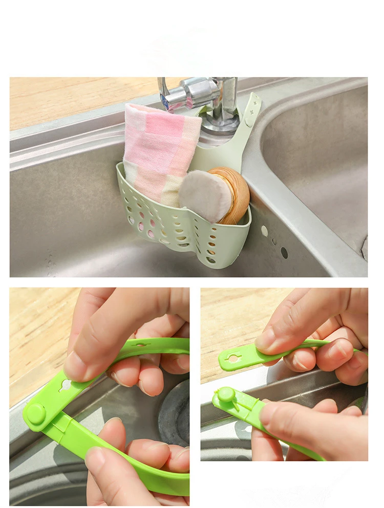 Кухня Раковина Губка подвесная корзина для хранения банные инструменты Регулируемая кнопка типа сушилка кран портативный домашнее хранилище