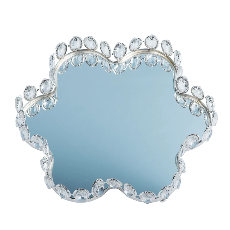 

Cupcake silver tray decorating cake stand with mirror and crystal plate perfume holder mirrored makeup tray wedding party