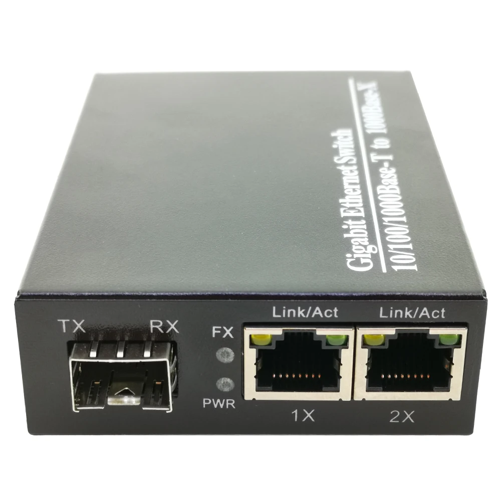 Оптоволоконный медиаконвертер SFP в RJ45 гигабитный 2*10/100/1000 м конвертер Ethernet