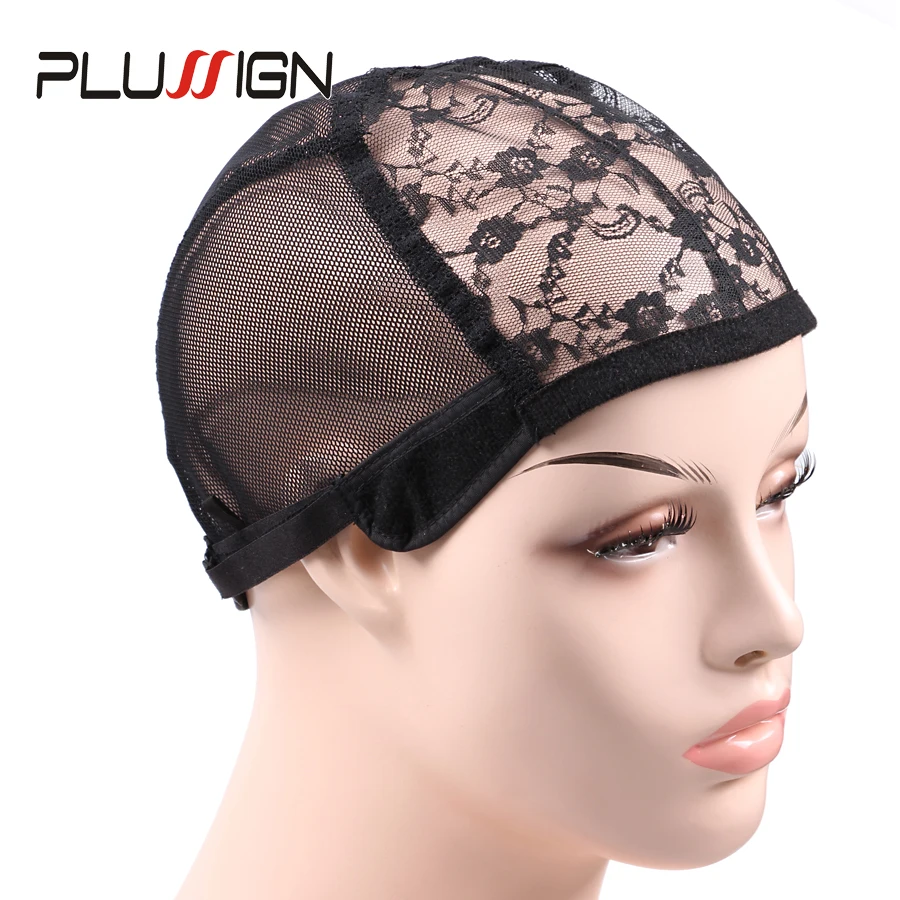 Plussign Stretch Swiss Lace Wig Caps For Making Wigs 3 Pcs/Lot Black