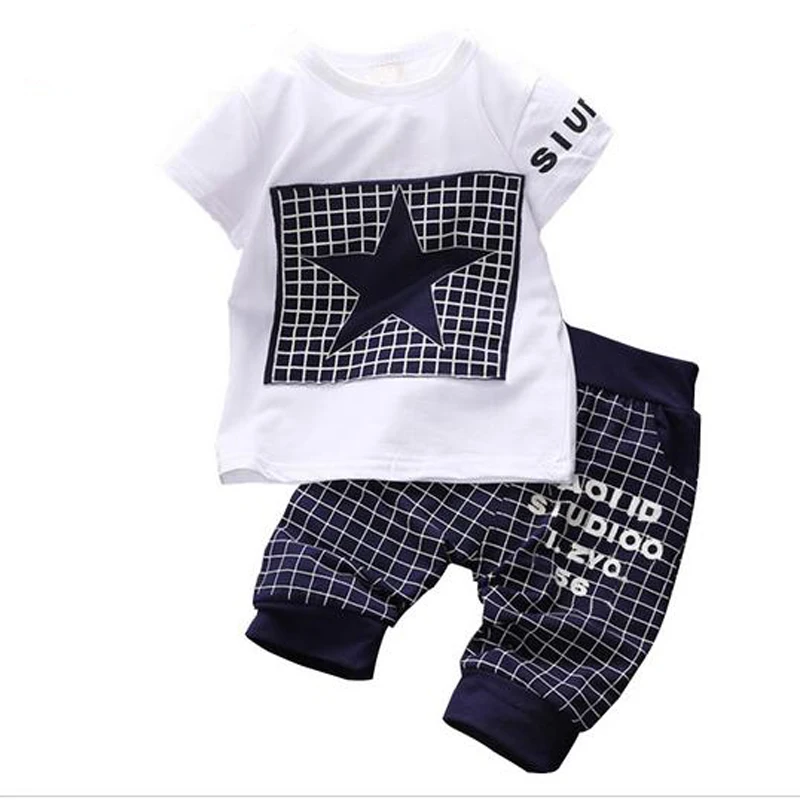 2018 hot sale Baby boy clothes Brand summer kids clothes sets t shirt