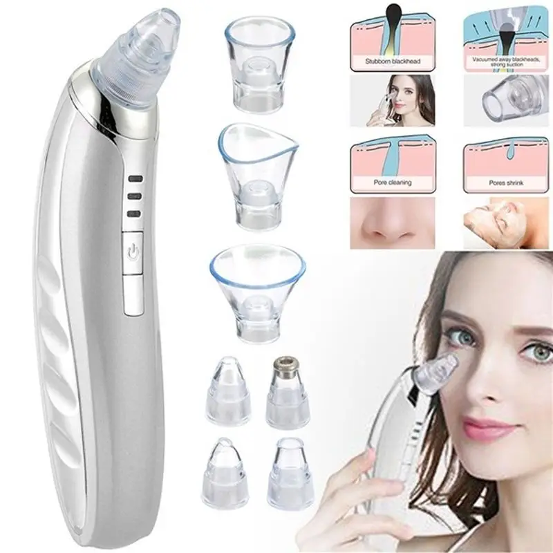 Removedor de Cravo Cuidados com a Pele Ajustável de Sucção a Vácuo Elétrico Limpeza Facial Pore Cleaner Usb Recarregável Ferramenta Comedão Acne 7 Cheap Utensílios de cuidado facial