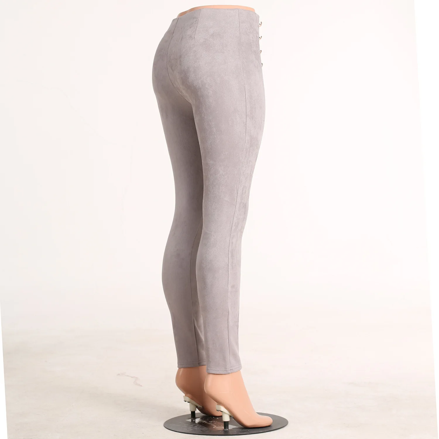 Высокое качество женские замшевые узкие брюки-карандаш Высокая Талия осень-зима утепленные штаны mujer QL2645