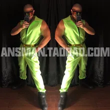 Стилист личности мода комбинезон Ночной клуб Мужской в стиле хип-хоп рабочие комбинезон певица костюм Большие размеры M-4XL