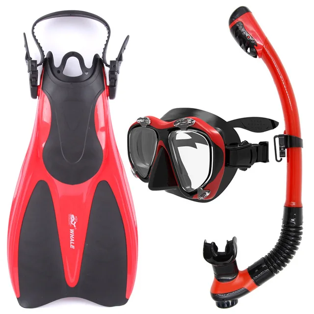 КИТ бренд подводное плавание дайвинг маска трубка ласты подводное плавание очки для ныряния водные виды спорта Дайвинг Оборудование Набор - Цвет: Red XS-M