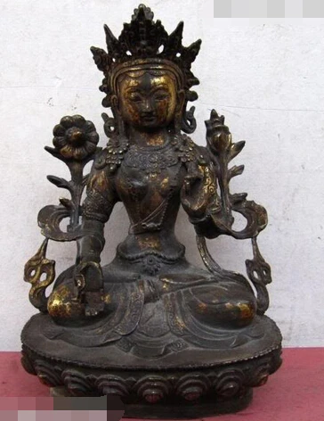 

bi002414 Tibet classical Bronze White TaRa Buddha Guan Yin Kwan Yin Bodhisattva statue