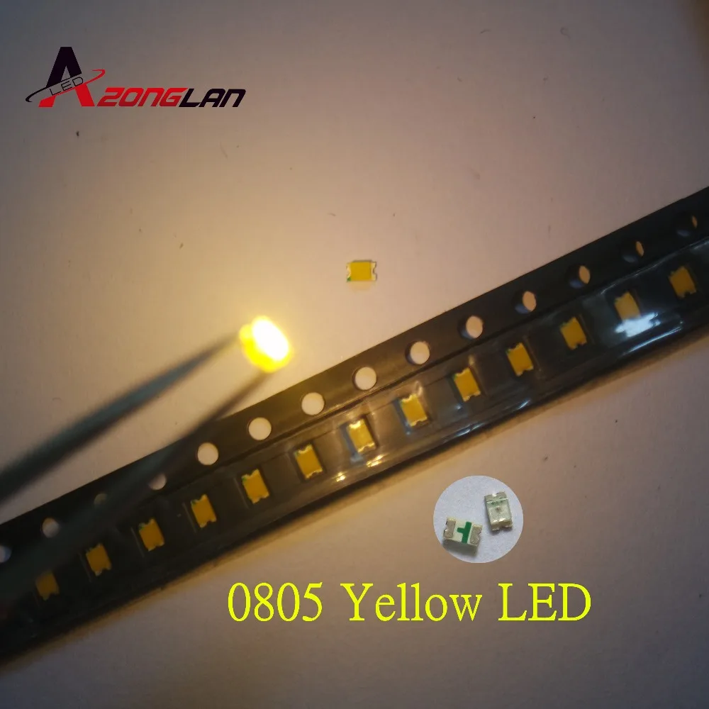 100PCS 0805 Yellow SMD LEDs Super Bright LED 0805 diodes 2012 led Light ...