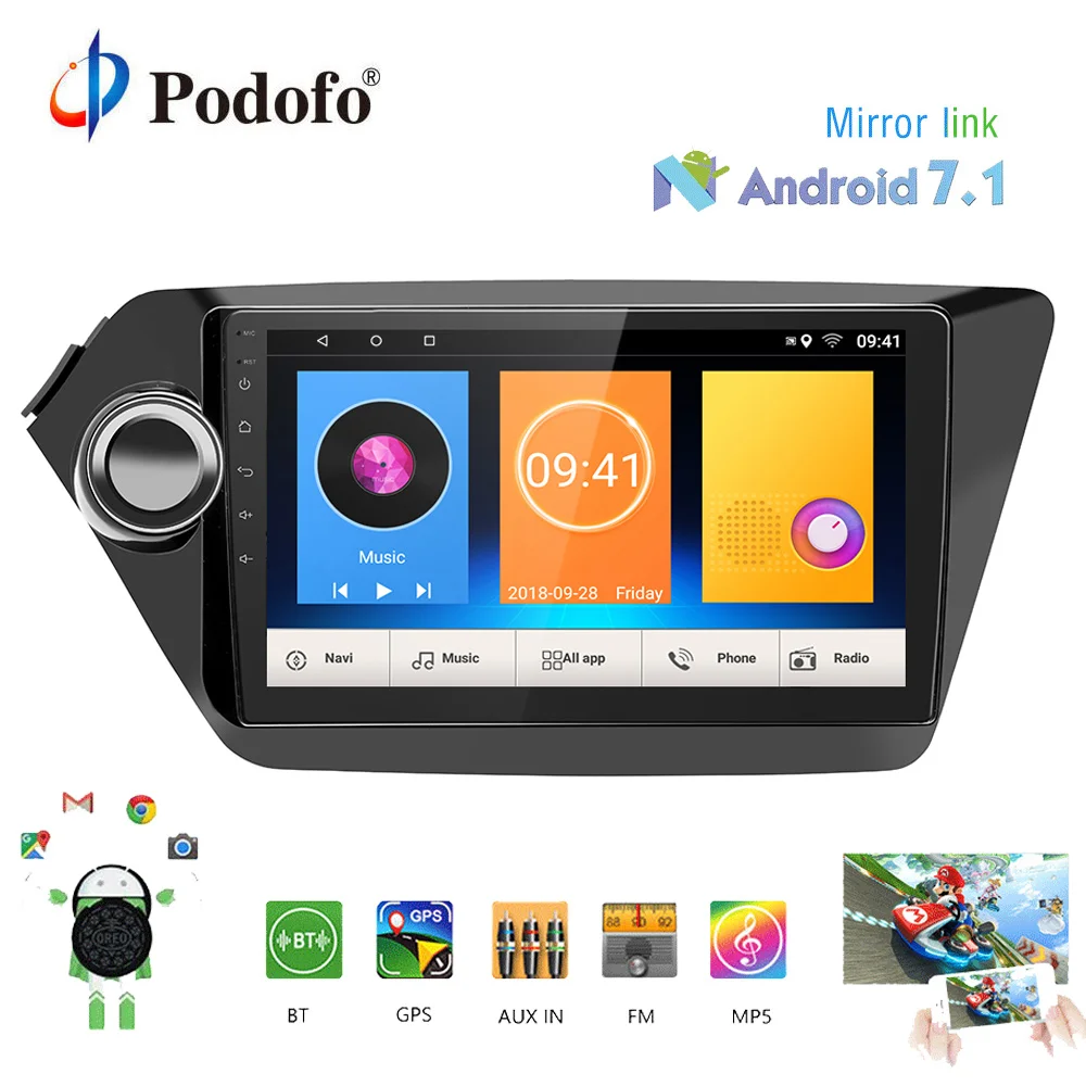 Podofo 9 &quotips Android автомобильный Радио Мультимедийный видеоплеер gps навигации WI FI