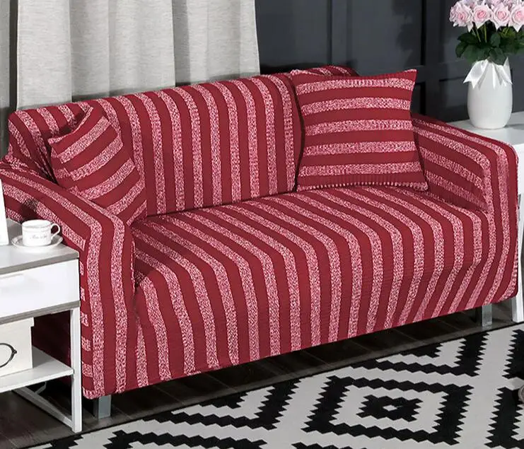 Эластичный стрейч Универсальный полосатый диван Чехлы для гостиной современный дизайн спандекс секционные серый угловой диван Чехол домашний - Цвет: 1