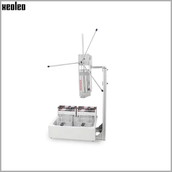Online XEOLEO 5L Churros Frying Makers Latin Fruit Machine Electric Twist Machine With 12L Double-sievet Stainless Steel Electric Fryer