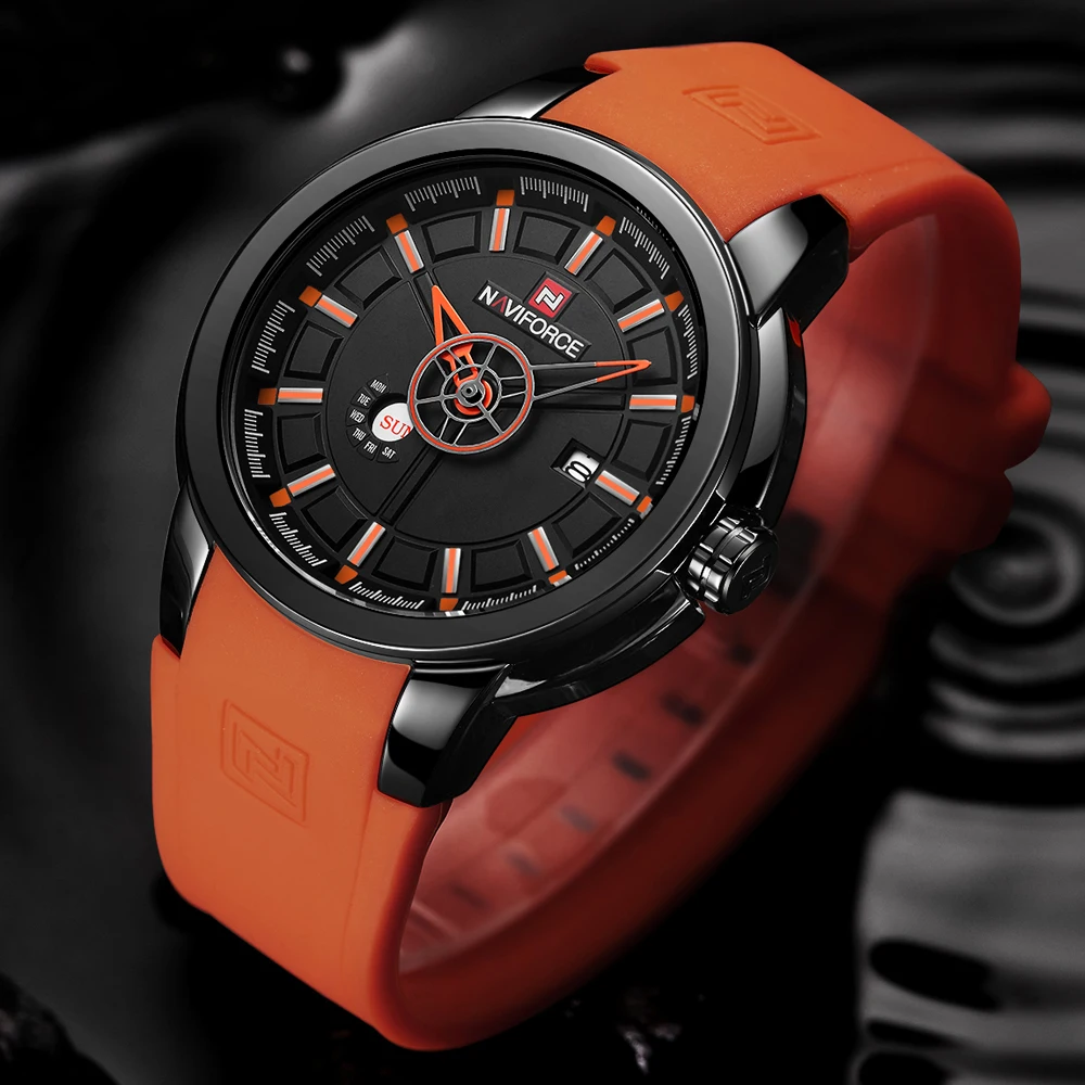 NAVIFORCE الفاخرة العلامة التجارية العسكرية الساعات الرجال الكوارتز التناظرية 3D الوجه المطاط ساعة رجل الرياضة الساعات الجيش ووتش Relogios Masculino NAVIFORCE الفاخرة العلامة التجارية العسكرية الساعات الرجال الكوارتز التناظرية 3D الوجه المطاط ساعة رجل الرياضة الساعات الجيش ووتش Relogios Masculino