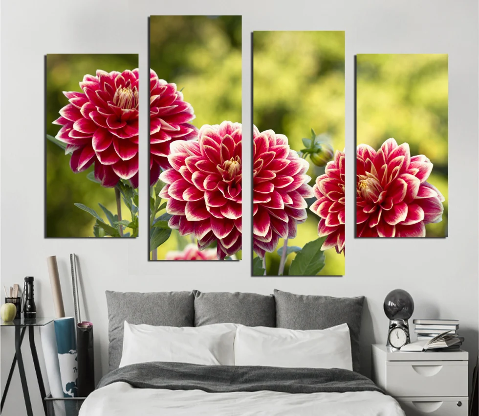 Buy 4 Pieces Canvas Art Flowers,Paintings On The Wall