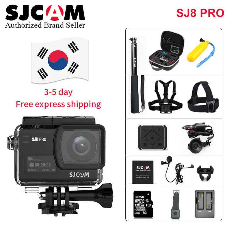

2019! SJCAM SJ8 Pro 1290P 4K 60fps WiFi Remote Anti-Shake Dual Touch Screen Helmet Sports DV Action Camera More Accessories