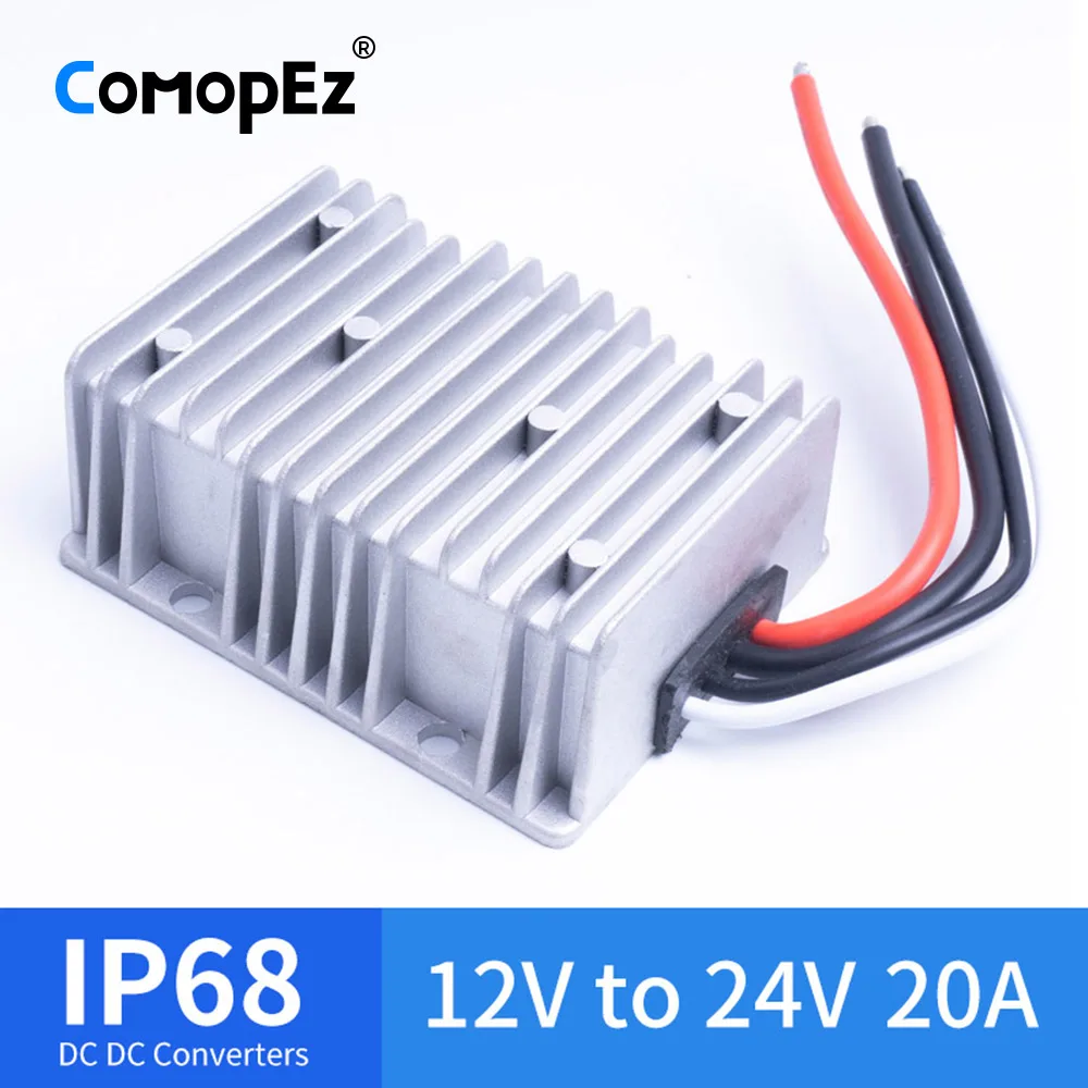 12 V-24 V 20A напряжение постоянного тока преобразователь Водонепроницаемый IP68 CE сертифицированный 12VDC для 24VDC 20AMP 12V 24V повышающий преобразователь постоянного тока