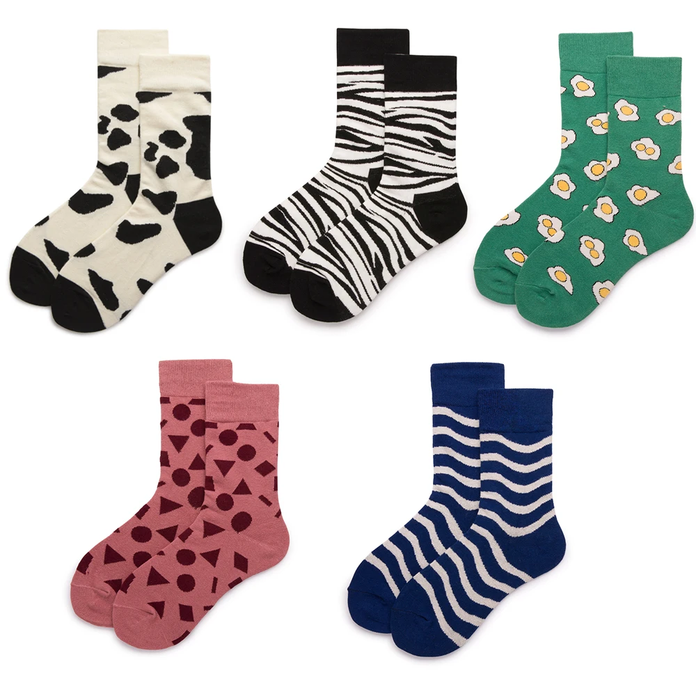 

5Pairs Hot Colorful Creative Design Funny Men Women Socks Cotton Crew Lovers Socks Cartoon Casual Colorful Dots in tube Sock